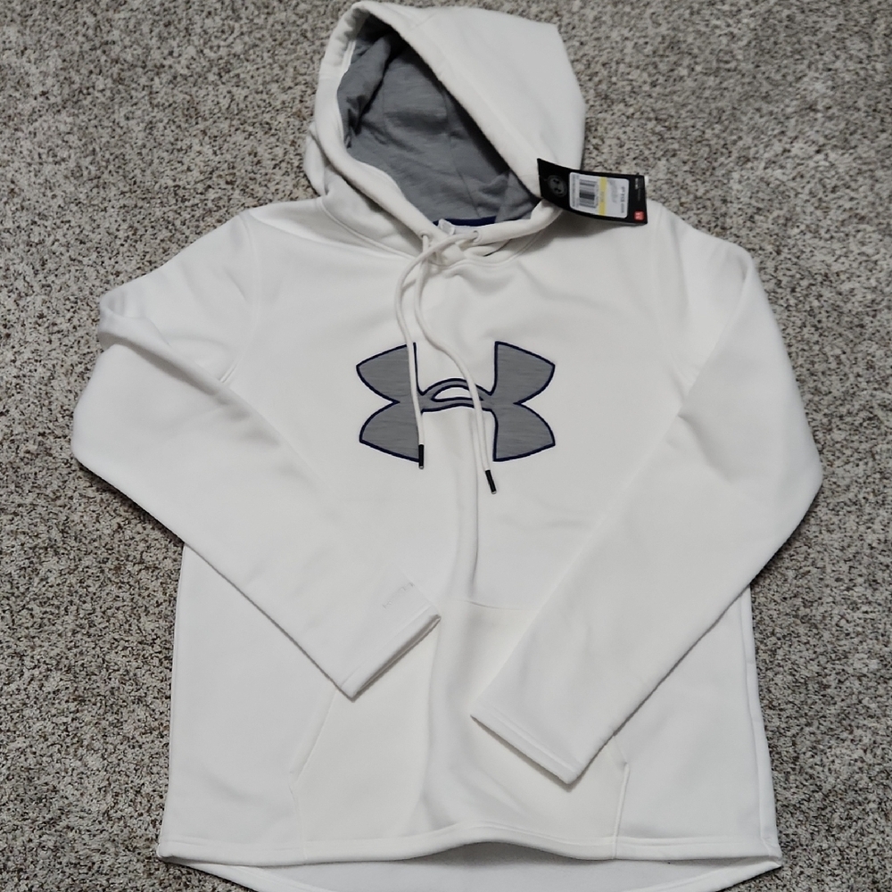 Under Armour White and Gray Hoodie